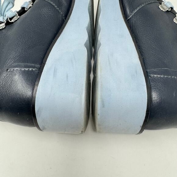 Urban Outfitters Platform Boots 6 Blue Leather Utility Combat Casual Wedge - Picture 9 of 11